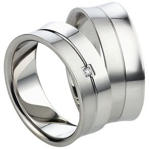 Vielsesringe Rustfri Stl m. diamant 1024