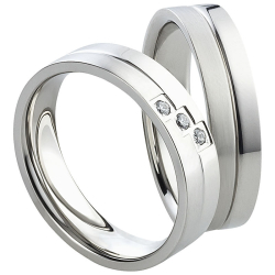 Vielsesringe Rustfri Stl m. diamant 1025