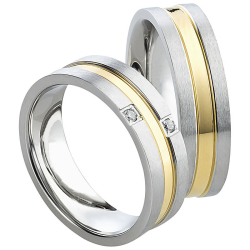 Vielsesringe Rustfri Stl m. diamant 1028