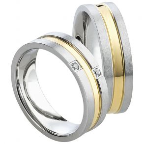 Vielsesringe Rustfri Stl m. diamant 1028