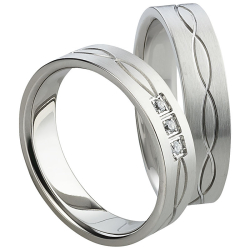 Vielsesringe Rustfri Stl m. diamant 1031