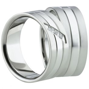 Vielsesringe Rustfri Stl m. diamant 1148