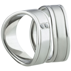 Vielsesringe Rustfri Stl m. diamant 1151