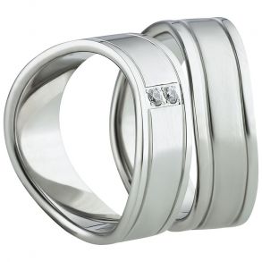 Vielsesringe Rustfri Stl m. diamant 1151