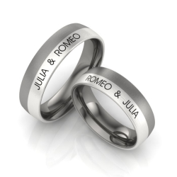 Vielsesringe Titanium og S�lv m. Udvendig Gravering 1071