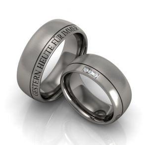 Vielsesringe Titanium brilliant m. Udvendig Gravering 149