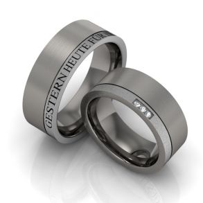 Vielsesringe Titanium brilliant m. Udvendig Gravering 151