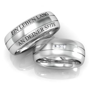 Vielsesringe S�lv brilliant m. Udvendig Gravering 198