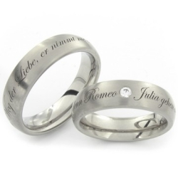 Vielsesringe Rustfri Stl m. Udvendig Gravering 228