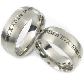 Vielsesringe Rustfri St�l m. Udvendig Gravering 229