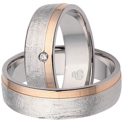 Vielsesringe Rustfri St�l og Rosaguld m. diamant 60073