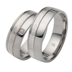 Vielsesringe Rustfri St�l og S�lv m. diamant 60071