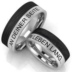 Vielsesringe Rustfri Stl og Carbon m. Udvendig Gravering 2856