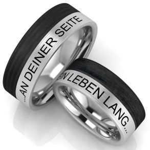 Vielsesringe Rustfri St�l og Carbon m. Udvendig Gravering 2856