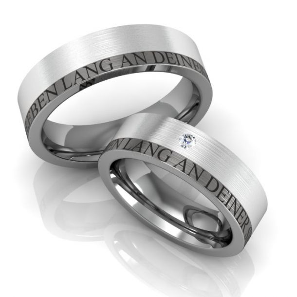 Vielsesringe Titanium og Slv m. Udvendig Gravering 30