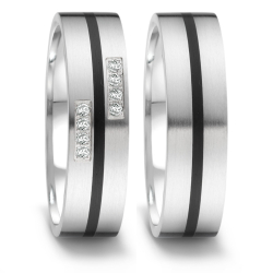 Vielsesringe Rustfri Stl - keramik m. diamant