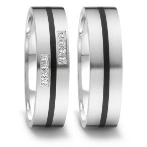 Vielsesringe Rustfri Stl - keramik m. diamant