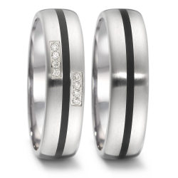 Vielsesringe Rustfri Stl - keramik m. diamant