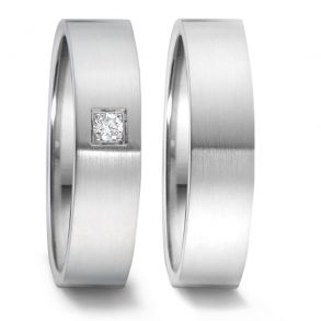 Vielsesringe Rustfri Stl m. diamant