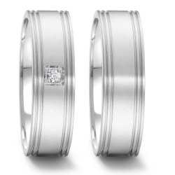 Vielsesringe Rustfri Stl m. diamant