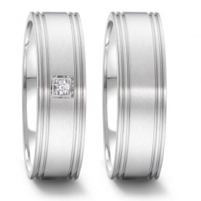 Vielsesringe Rustfri Stl m. diamant