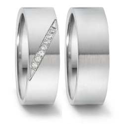 Vielsesringe Rustfri Stl m. diamant