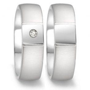 Vielsesringe Rustfri Stl m. diamant