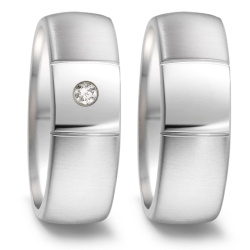 Vielsesringe Rustfri Stl m. diamant