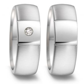 Vielsesringe Rustfri Stl m. diamant