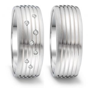 Vielsesringe Rustfri Stl m. diamant