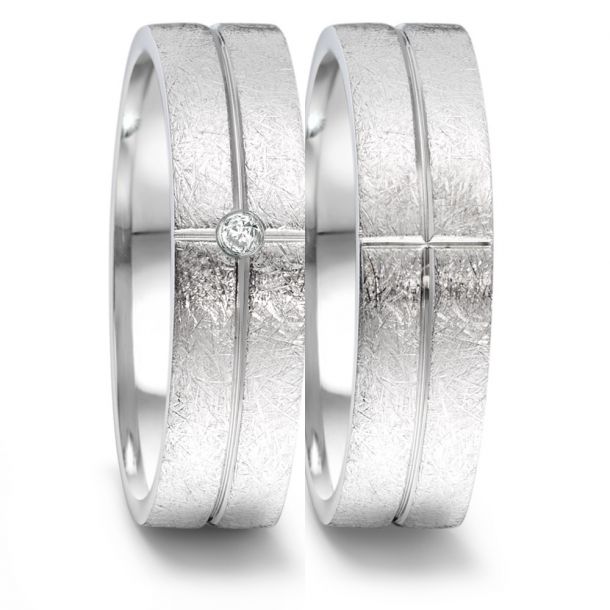 Vielsesringe Rustfri Stål m. diamant
