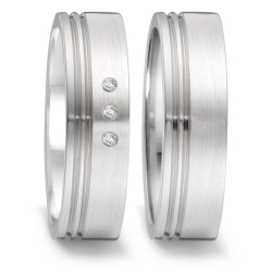 Vielsesringe Rustfri Stl m. diamant