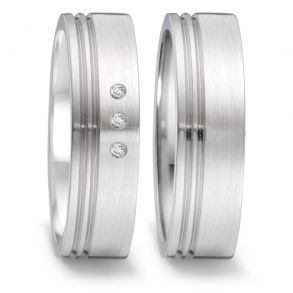 Vielsesringe Rustfri Stl m. diamant