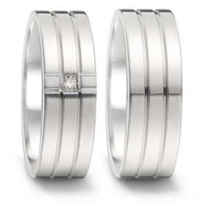 Vielsesringe Rustfri Stl m. diamant