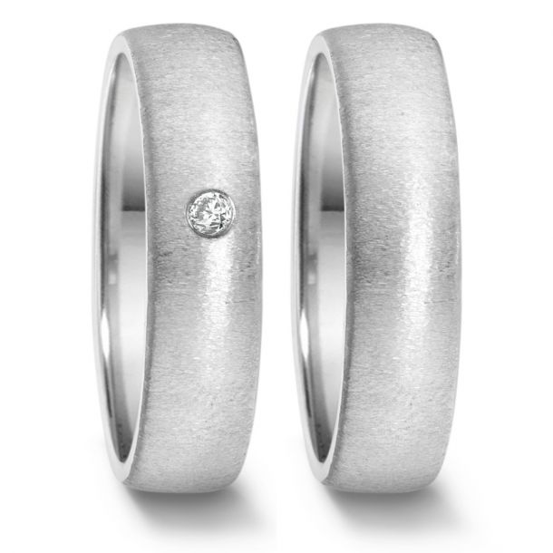 Vielsesringe Rustfri Stål m. diamant