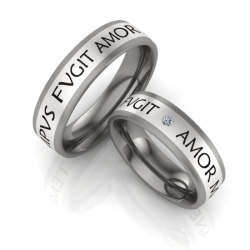 Vielsesringe Titanium og S�lv brilliant m. Udvendig Gravering 323