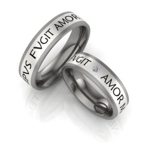 Vielsesringe Titanium og S�lv brilliant m. Udvendig Gravering 323