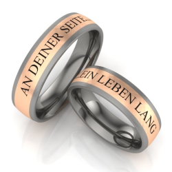 Vielsesringe Titanium og R�dguld m. Udvendig Gravering 333