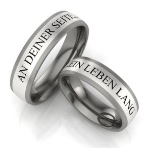 Vielsesringe Titanium og S�lv m. Udvendig Gravering 336