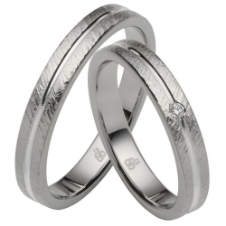 Vielsesringe Rustfri St�l og S�lv m. diamant 60090