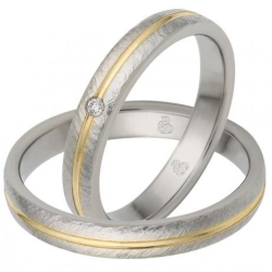 Vielsesringe Rustfri St�l og Guld m. diamant 60090