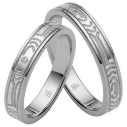 Vielsesringe Rustfri St�l og S�lv m. diamant 60093