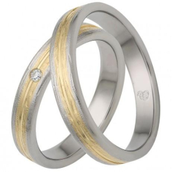 Vielsesringe Rustfri St�l og Guld m. diamant 60089