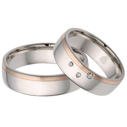 Vielsesringe Rustfri St�l og Rosaguld m. diamant 60074