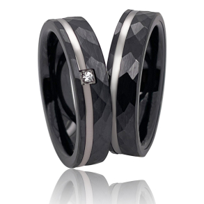 Vielsesringe Titanium og Keramik 4612