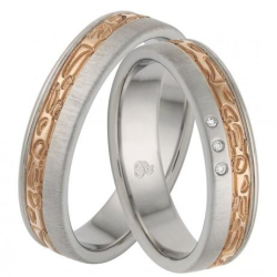 Vielsesringe Rustfri St�l og Rosaguld m. diamant 60092