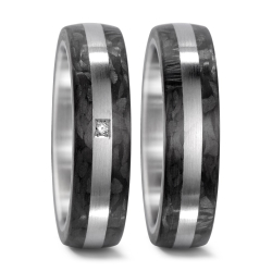 Vielsesringe Rustfri Stl - Carbon m. diamant
