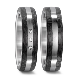 Vielsesringe Rustfri Stl - Carbon m. diamant