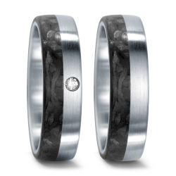 Vielsesringe Rustfri Stl - Carbon m. diamant