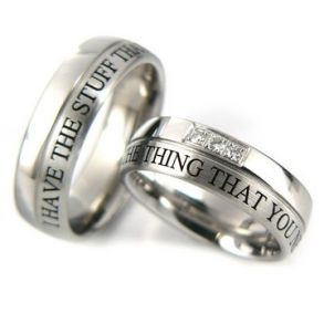 Vielsesringe Rustfri St�l brilliant m. Udvendig Gravering 569